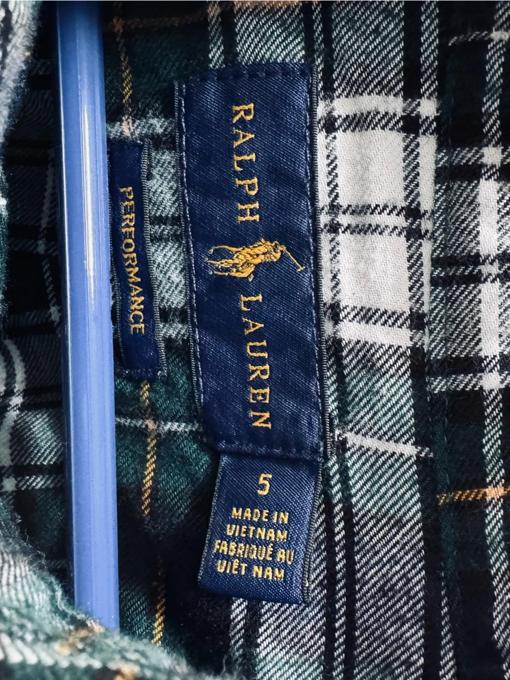 Ralph Lauren Green Navy White Plaid Button-Up Performance Shirt